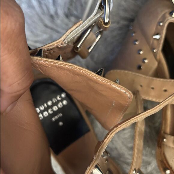 LAURENCE DACADE Deric Studded heels open toe Block Sandals dress spike shoes - Picture 10 of 12